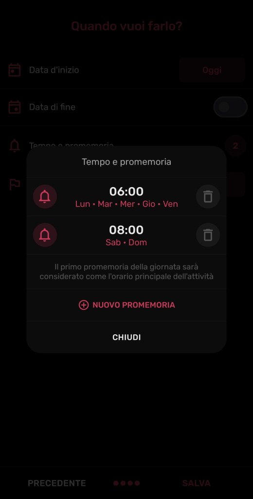 Promemoria obiettivo HabitNow